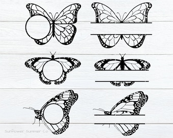 Butterfly Frame SVG- Butterfly Monogram SVG - butterfly cut file- split monogram svg