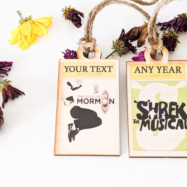 Wooden Broadway Program Ornaments, Personalized Theater Ornaments, Custom Christmas Ornaments for Theater, Stocking Stuffer