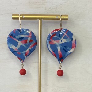 Red, White and Blue Earrings, Handmade with Polymer Clay
