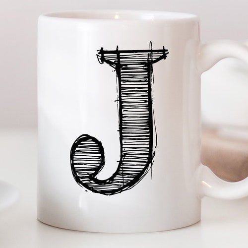 Personalised mug with stylish initial/Gift for him or her/Personalized mug with a name/Abstract Name Coffee Mug 