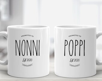 Promoted to Nonni and Poppi Mug Set: Pregnancy Announcement Gift