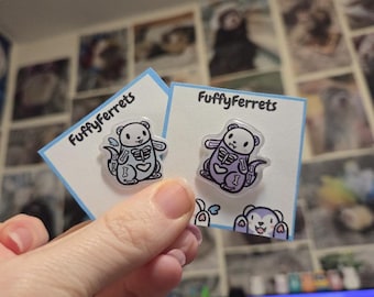 Fuffy Ferret Skeleton Pins
