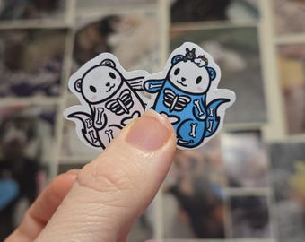 Skeleton Ferrets Holding Hands