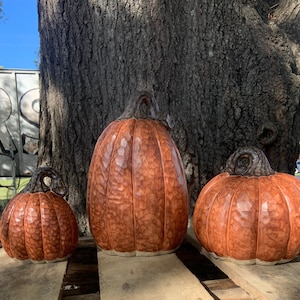 Set of Stoneware Pumpkins