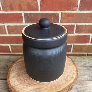 Large Stoneware Canister Coal