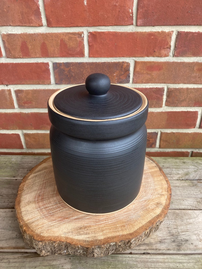 Large Stoneware Canister Coal
