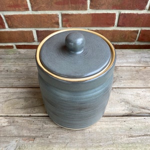 Large Stoneware Canister Gunsmoke