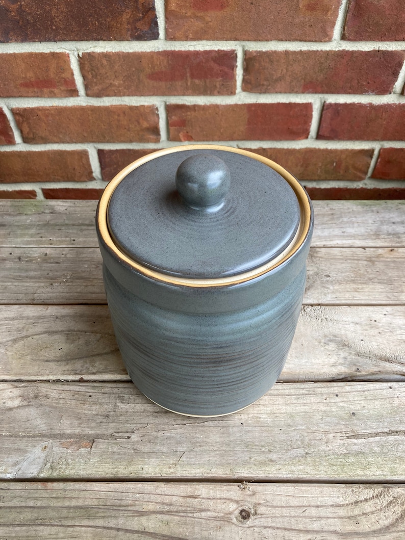 Large Stoneware Canister Gunsmoke