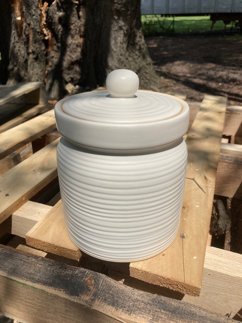 Large Stoneware Canister Cotton