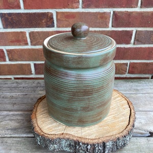 Large Stoneware Canister Okra