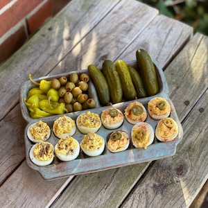 Stoneware Egg and Olive Tray
