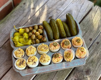 Stoneware Egg and Olive Tray