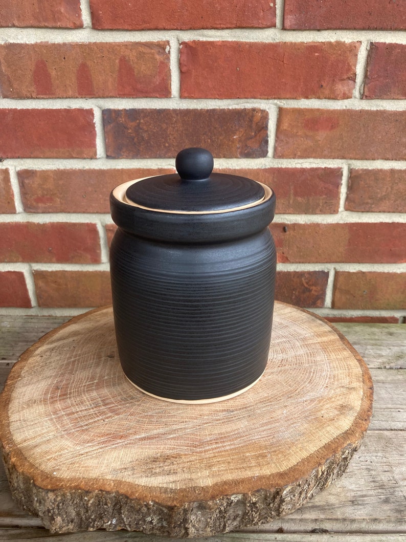 Small Stoneware Canister Coal