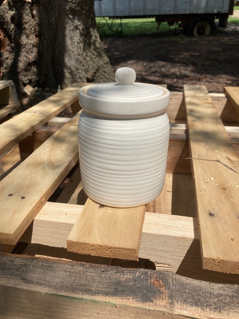 Small Stoneware Canister Cotton