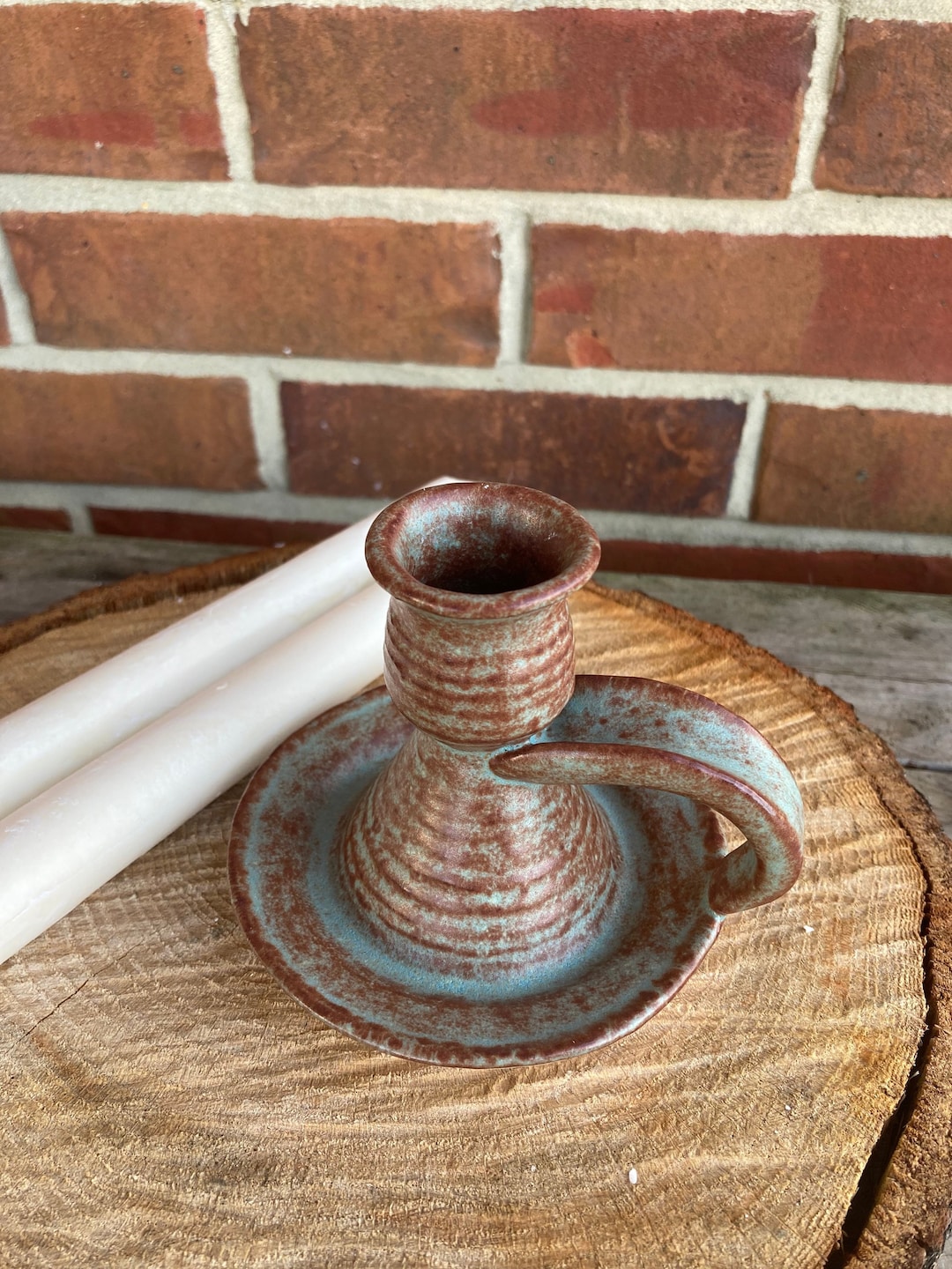 Stoneware Stick Candle Holder - Pecan