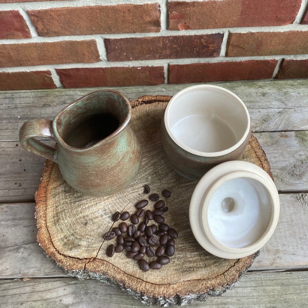 Stoneware Sugar and Creamer