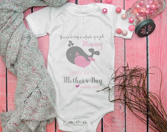 Mothers Day Baby Bodysuit Baby Vest Blue 116 Happy 1st Mother/'s Day Love Named