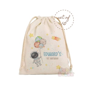 Personalized Astronaut Themed Birthday Party Favor Bags - Space, Adventure, Rocket, Outer Space, Galaxy