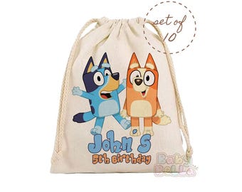 Personalized Bluey Themed Birthday Party Favor Bags - Fun, Playful, Adventure, Bingo, Bluey Characters