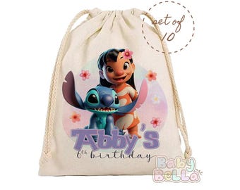 Personalized Stitch Party Favor Bag - Cute Alien Theme Birthday Gift Bag, Kids Party Favors, Custom Goodie Bag