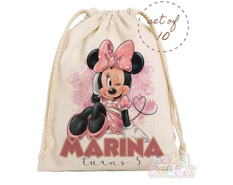 Personalized Minnie Mouse Favor Bag: Birthday Party Goodie Bags (Set of 10)