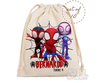 Spider-Man Party Favor Bag - Personalized Spider-Man Birthday Goodie Bag, Kids Party Supplies, Custom Favor Bag