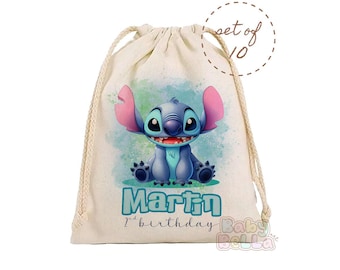 Personalized Stitch Party Favor Bag - Cute Alien Theme Birthday Gift Bag, Kids Party Favors, Custom Goodie Bag