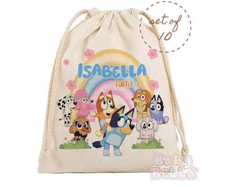 Personalized Bluey Themed Birthday Party Favor Bags - Fun, Playful, Adventure, Bingo, Bluey Characters