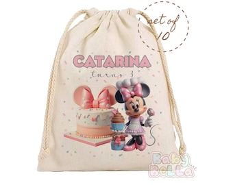 Personalized Minnie Mouse Favor Bag: Birthday Party Goodie Bags (Set of 10)