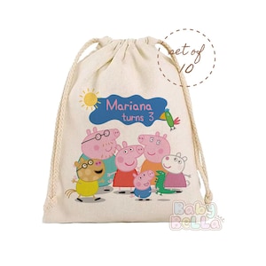 Personalized Pig Party Favor Bag - Personalized Piggy Inspired Goodie Bag, Kids Birthday Supplies, Custom Favor Bag