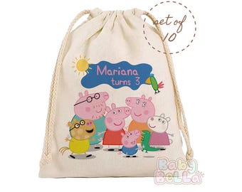 Personalized Pig Party Favor Bag - Personalized Piggy Inspired Goodie Bag, Kids Birthday Supplies, Custom Favor Bag