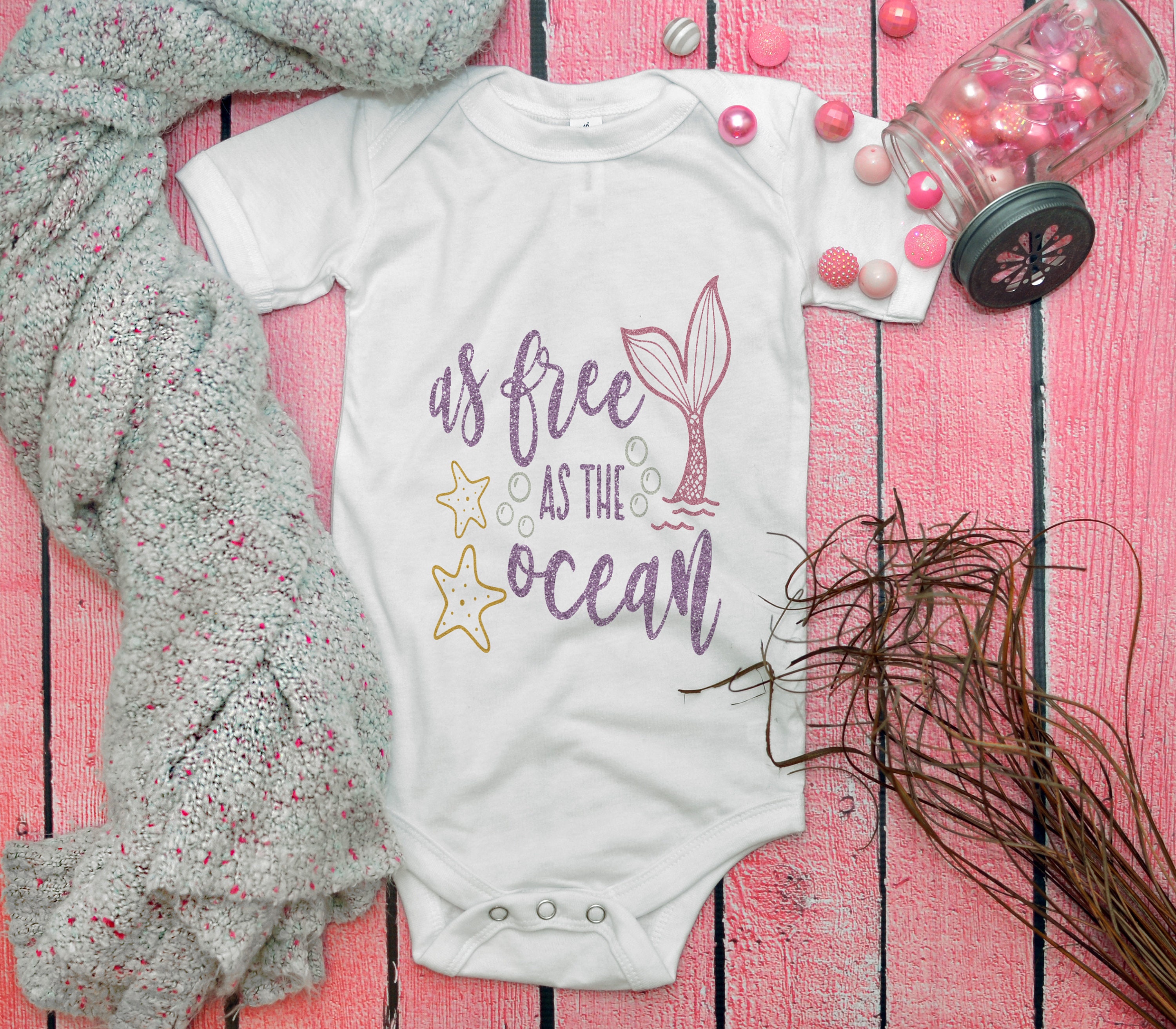 Discover As Free as the ocean onesie,  Mermaid Onesie, Baby Onesie