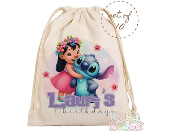 Personalized Stitch Party Favor Bag - Cute Alien Theme Birthday Gift Bag, Kids Party Favors, Custom Goodie Bag