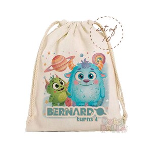 Monster Party Favor Bag - Personalized Monster Theme Goodie Bag, Kids Birthday Supplies, Custom Party Favor Bag