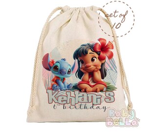 Personalized Stitch Party Favor Bag - Cute Alien Theme Birthday Gift Bag, Kids Party Favors, Custom Goodie Bag