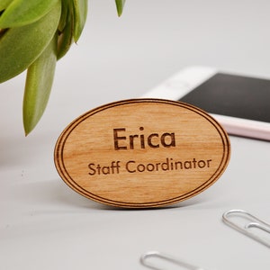 Wooden Name Badge | Magnetic Name Tag | Custom Engraved Name Tag Badges | Work Name Tag | Office Name Tag | Custom Employee Name Tags