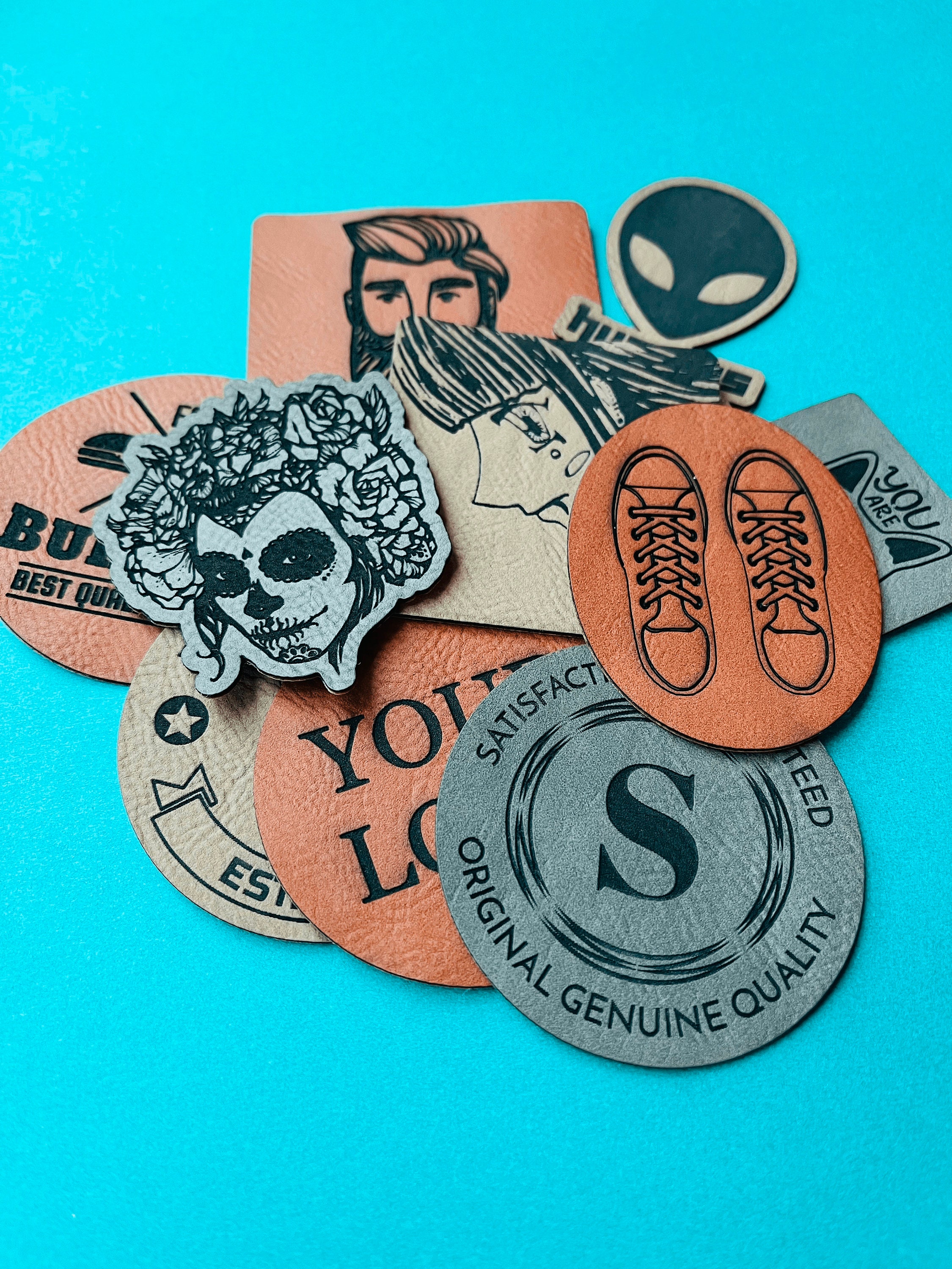 Custom Leather Stickers Leather Label Personalized Sticker Adhesive