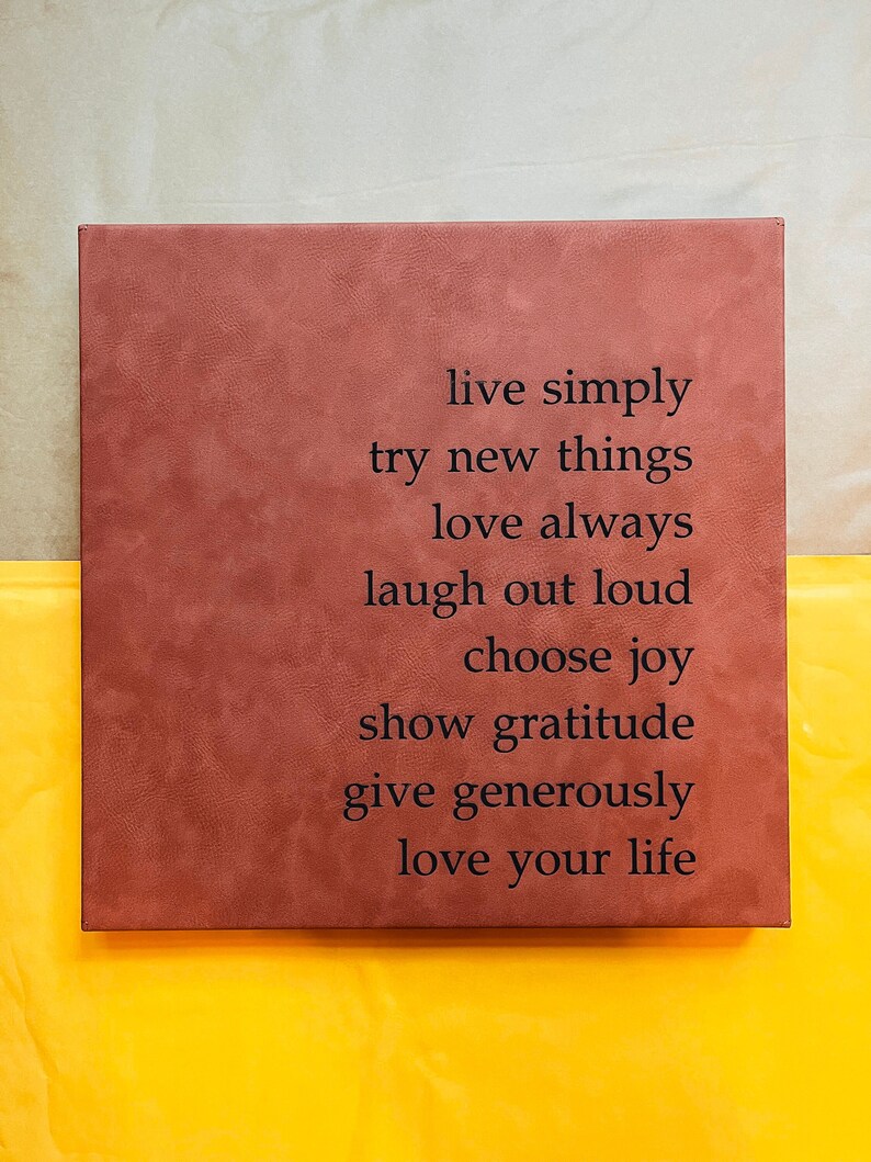 Custom Wall Art With Personalized Quote Engraved Leather Inspirational Quote Art Rustic Home