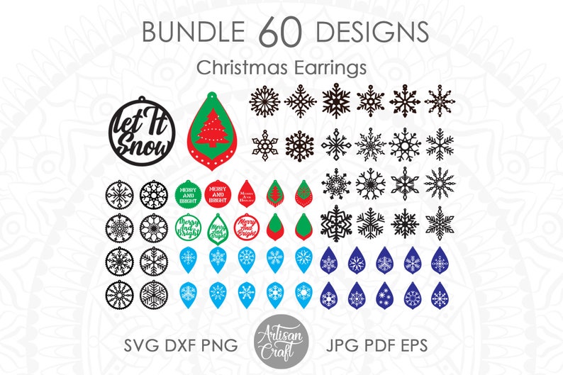 Download Christmas earrings svg bundle snowflake jewelry teardrop ...