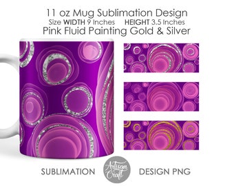 11 oz Mug sublimation designs, alcohol ink art, Gold, Silver, geode art