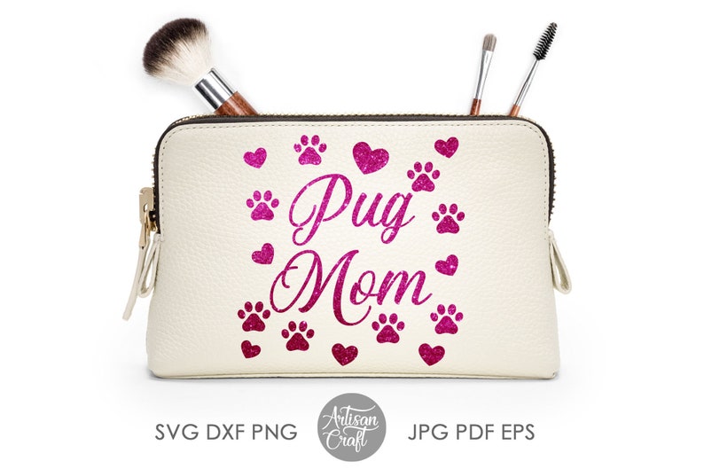 Download Pug Mom svg cut file dog lover gift dog paw print Hearts | Etsy