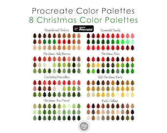 Procreate Christmas color palette | Christmas colors palette | Procreate swatches | Christmas palette