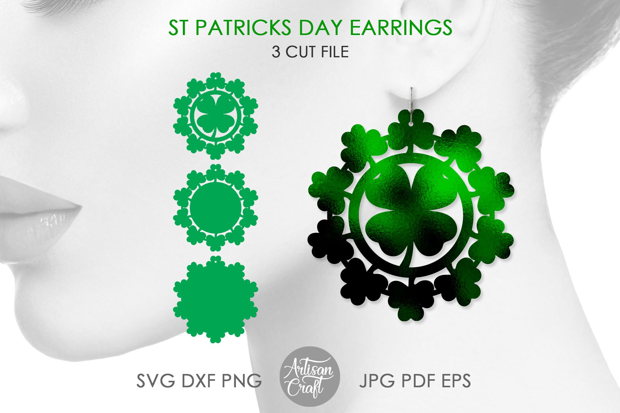 Instant Download PNG /& JPG St Patrick/'s Day Lucky Clovers x3 in SVG