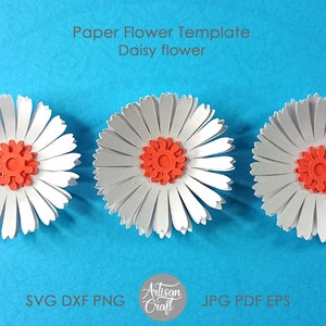 Daisy paper flower template, Paper Daisy SVG, Daisy Template