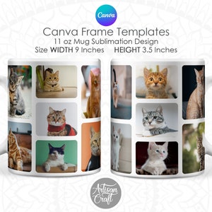 Canva photo mug template as digital download with Canva frames for 11oz