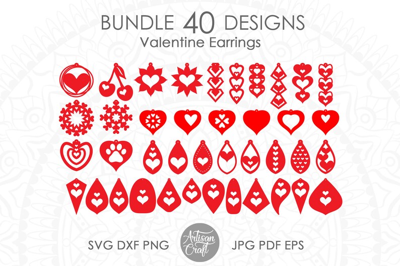 Valentine earring svg bundle Heart earring cut files | Etsy