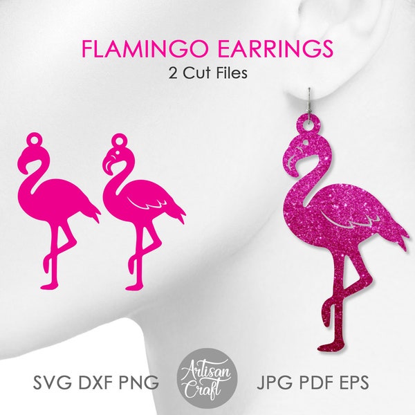 Boucles d'oreilles flamant rose, bijoux flamant rose, boucles d'oreilles SVG, fichiers découpés au laser