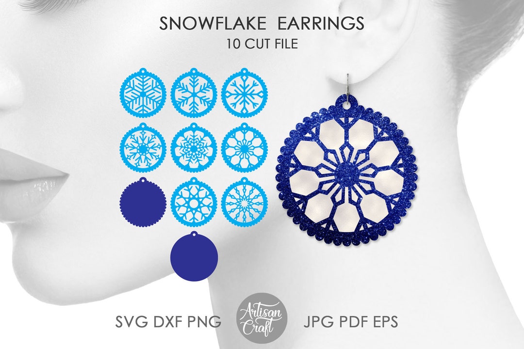 Boucles d'oreilles flocon de neige SVG, boucles d'oreilles découpées au