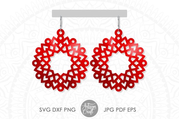 Download Flower Earrings Svg Mandala Earring Svg Faux Leather Etsy PSD Mockup Templates