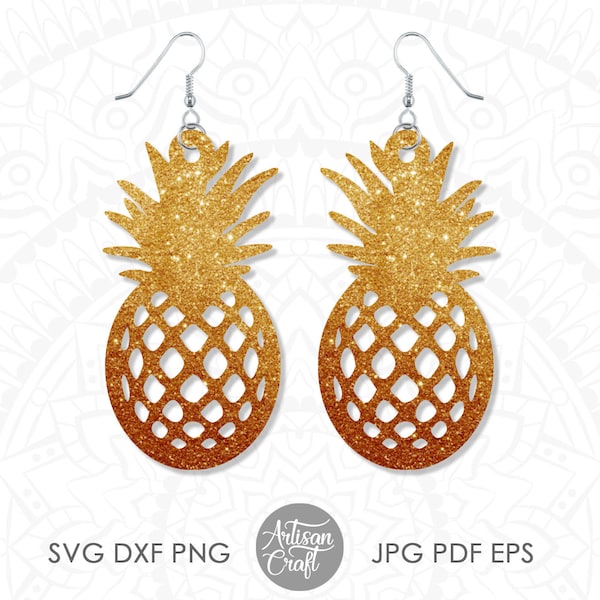 Pineapple Earrings SVG, Laser cut file, faux leather earrings, tropical jewelry, summer SVG